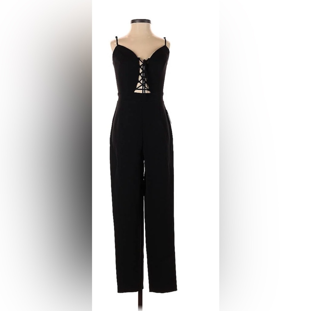 Express Black Lace-Up Sweetheart Jumpsuit – Size S